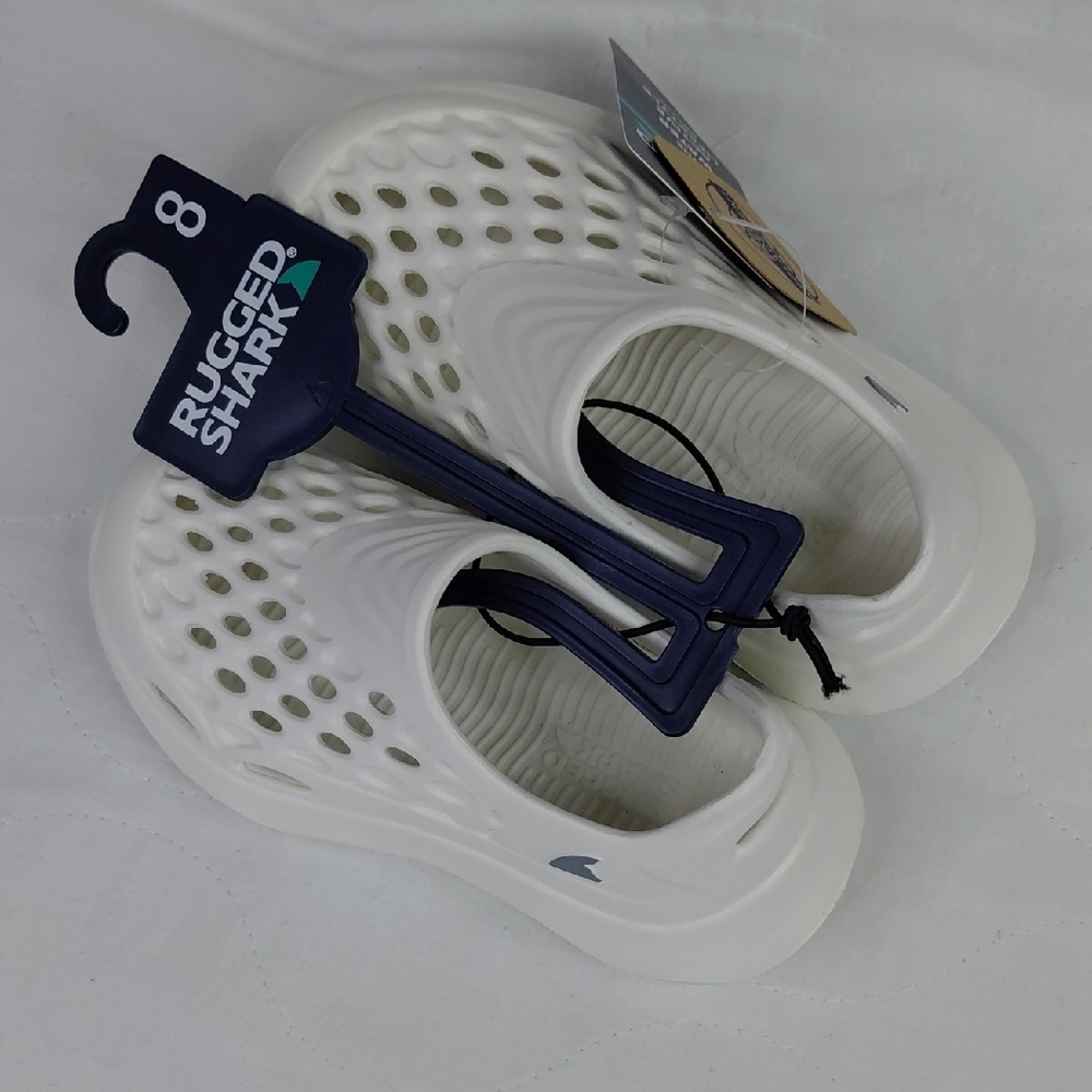 Rugged Shark Kids White Water Shoes Sz 8 Toddler - Picture 2 of 5